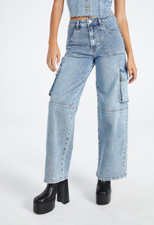 Nicky Mid Rise Straight Cargo Jean Haven