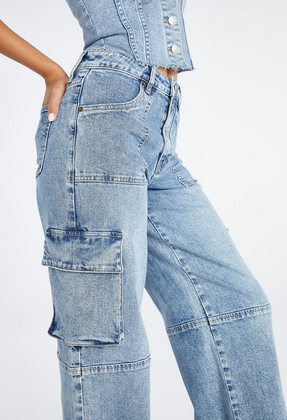 Nicky Mid Rise Straight Cargo Jean Haven