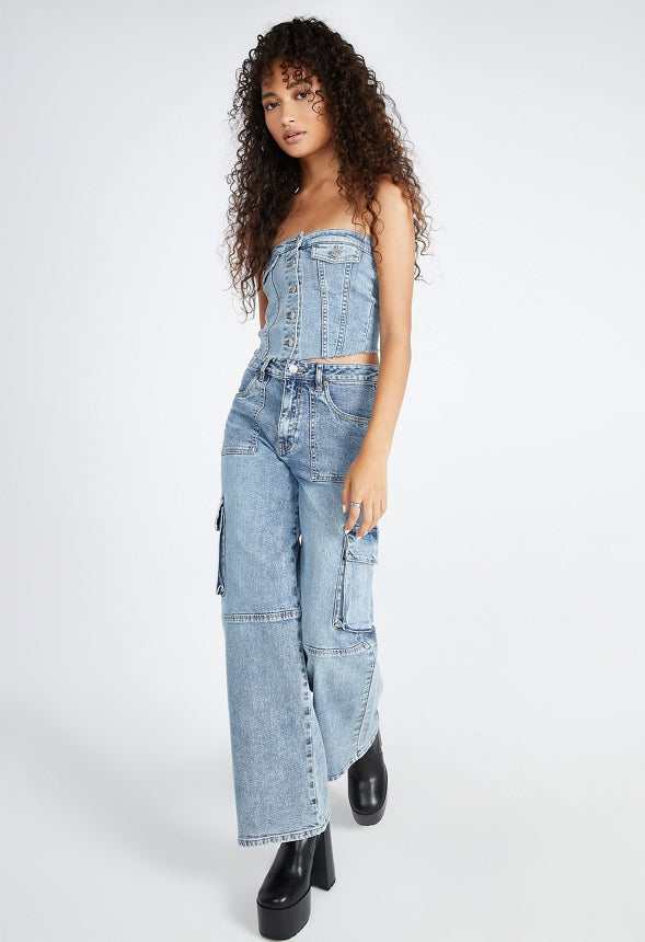 Nicky Mid Rise Straight Cargo Jean Haven