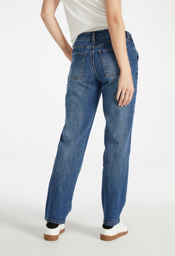 Avery Seamed Cargo Straight Leg Jeans Sphere
