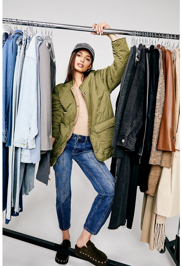 Avery Seamed Cargo Straight Leg Jeans Sphere