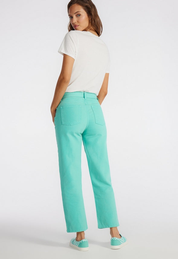 Jack High Rise Ankle Straight Leg Jeans Aqua