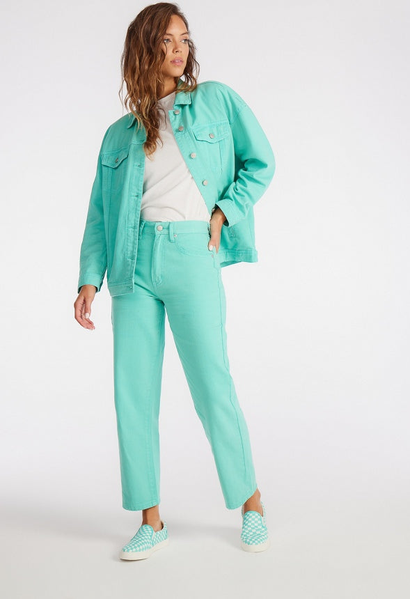 Jack High Rise Ankle Straight Leg Jeans Aqua