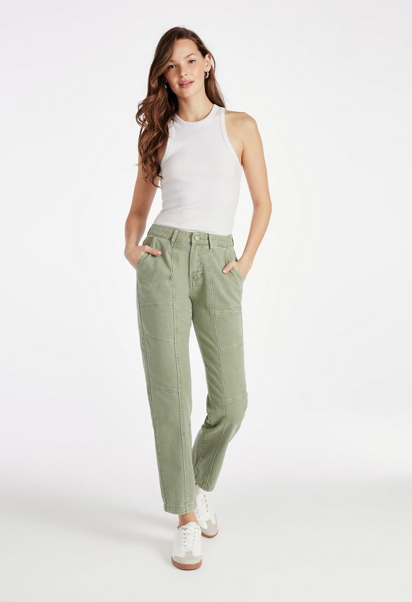 Avery Seamed Cargo Straight Leg Jeans Fern