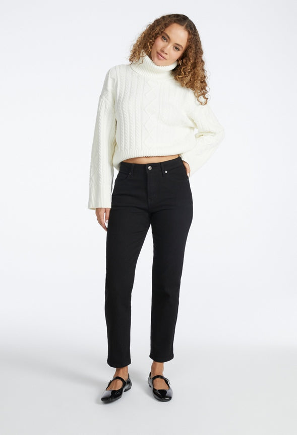 Asher Mid Rise Comfort Ankle Straight Jean Jett