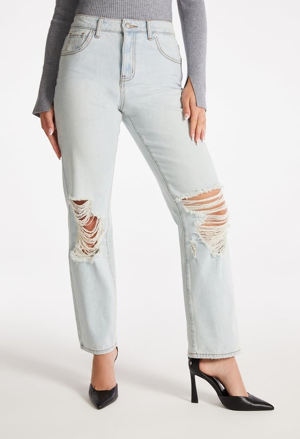 Mid Rise Slouch Boyfriend Destroy Jeans Clearwater