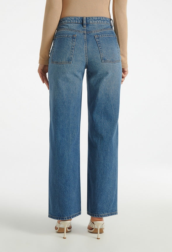 High Rise Relaxed With Chain Trim Jeans Frequency