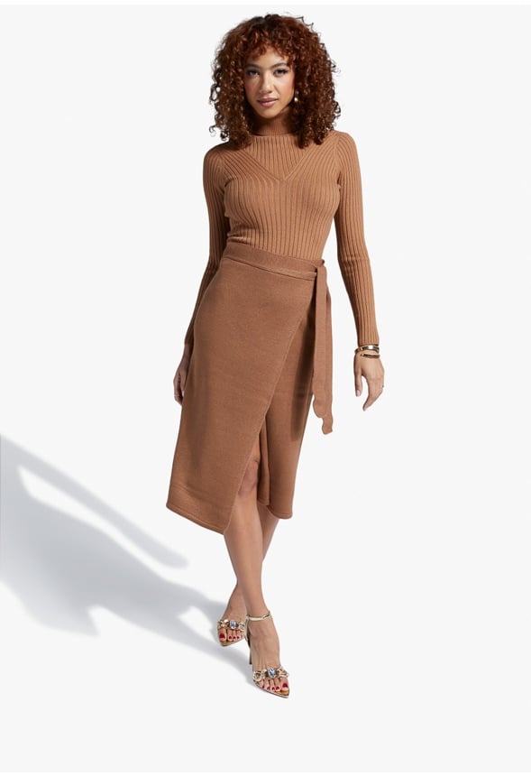 SWEATER WRAP SKIRT Brown Sugar