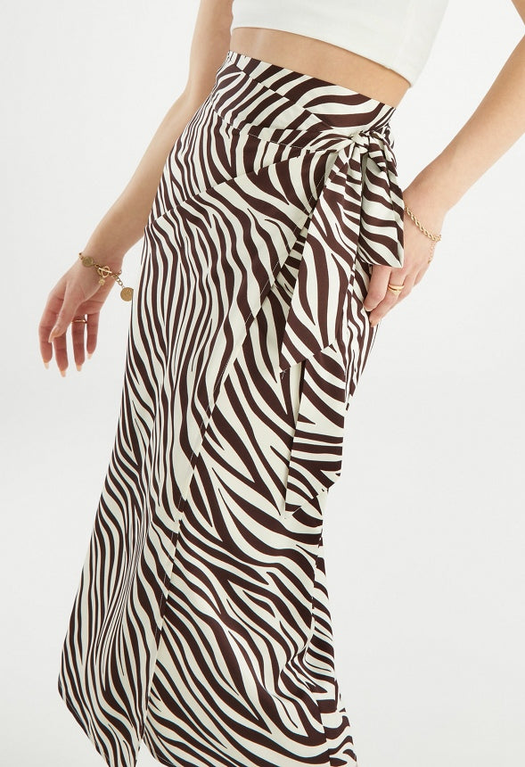 VERSATILE WRAP SKIRT Chocolate Plum Multi Zebra