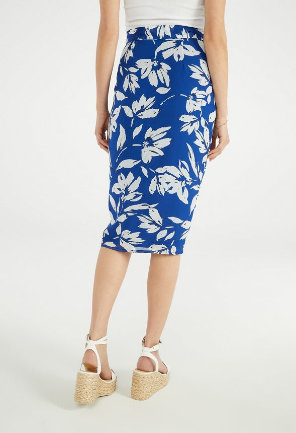 Chiffon Versatile Wrap Skirt Floral Blue Multi