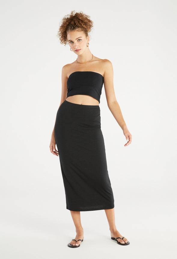 Tummy Tamer Tube Long Skirt Caviar