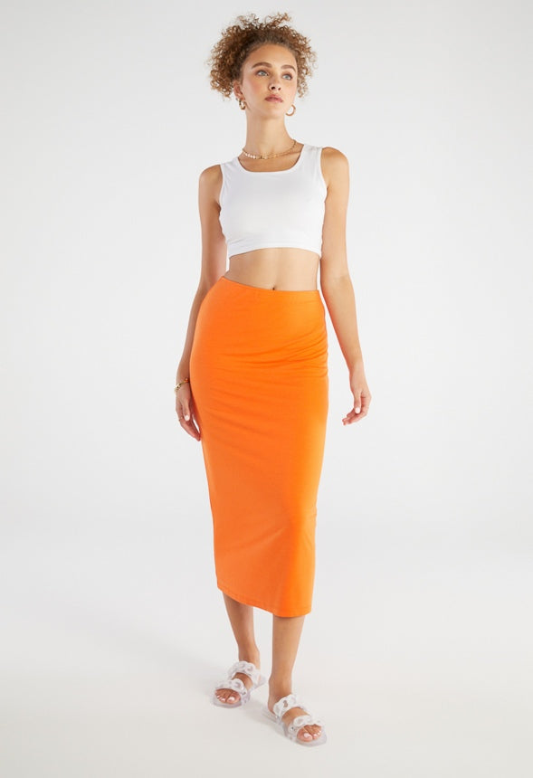 Tummy Tamer Tube Long Skirt Mandarin Orange