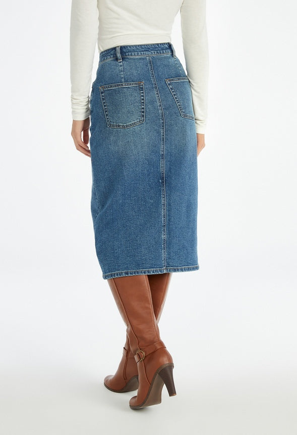 Evan Denim Midi Skirt Frequency