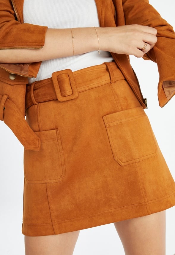 Suede Mini Skirt Roasted Pecan