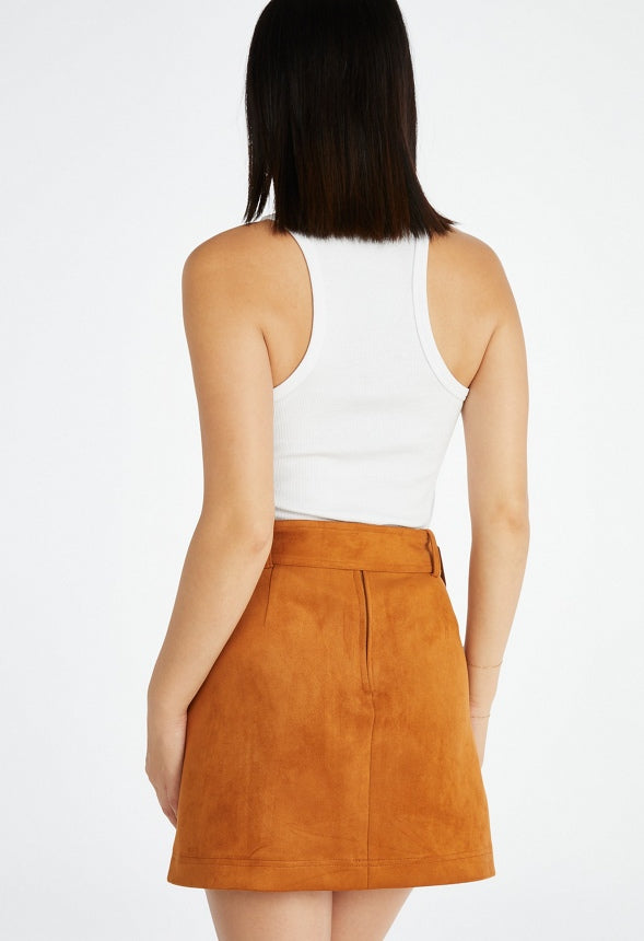 Suede Mini Skirt Roasted Pecan