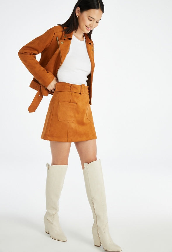 Suede Mini Skirt Roasted Pecan