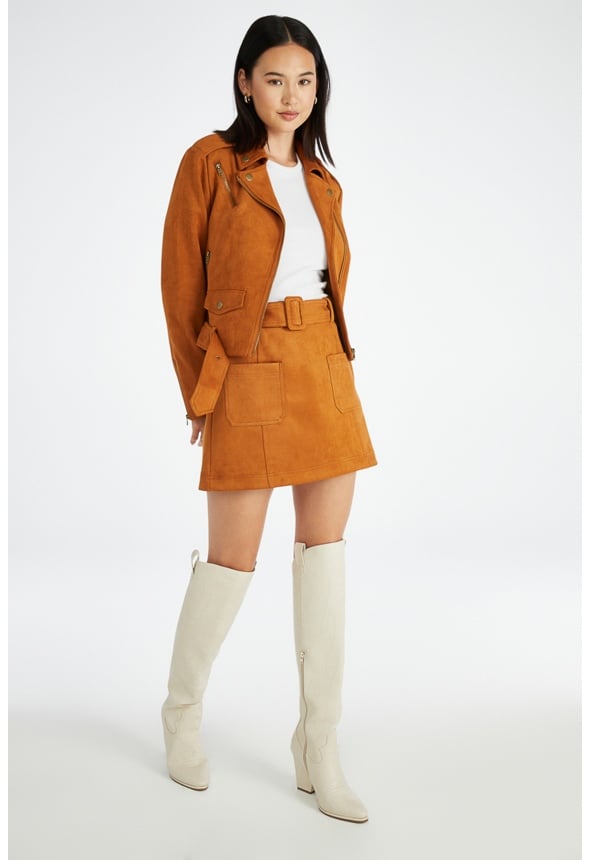 Suede Mini Skirt Roasted Pecan