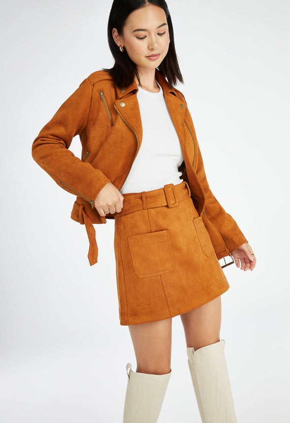 Suede Mini Skirt Roasted Pecan