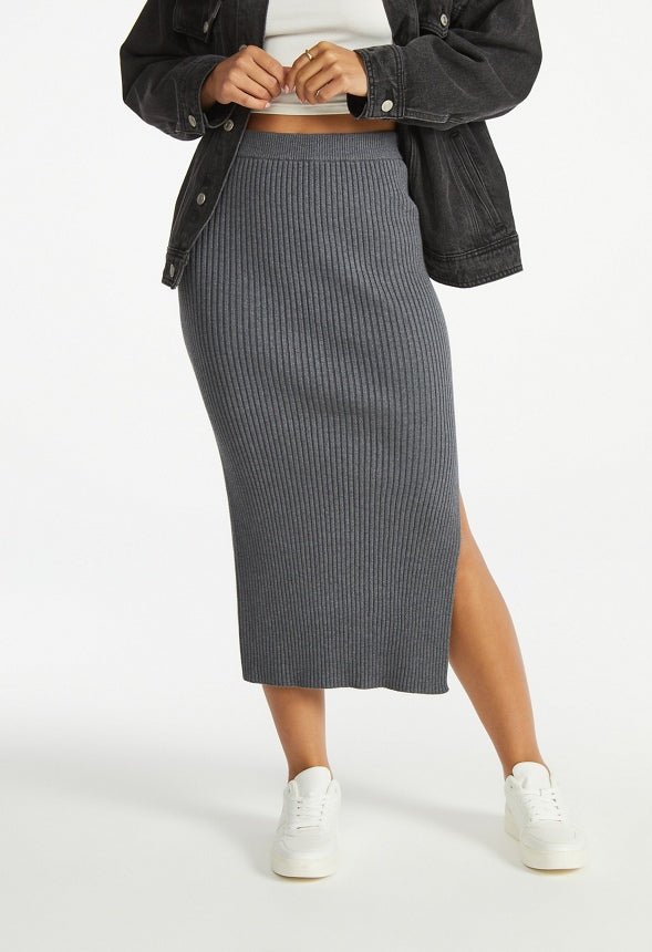 Sweater Midi Skirt Charcoal