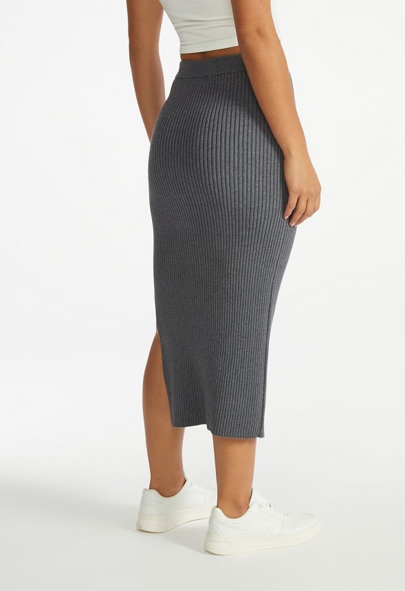 Sweater Midi Skirt Charcoal