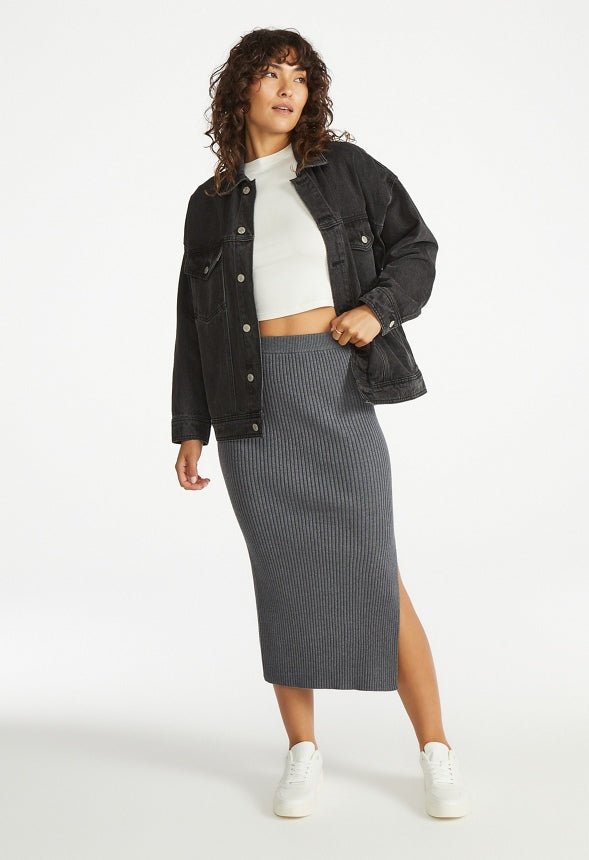 Sweater Midi Skirt Charcoal