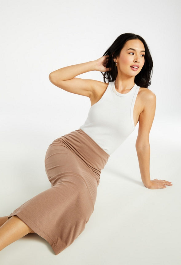 Tummy Tamer Tube Long Skirt Taupe