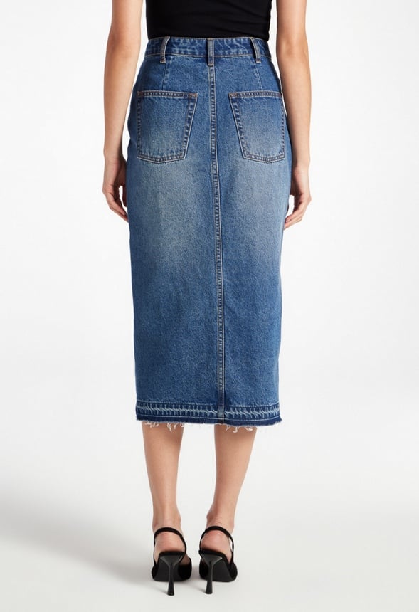 Chandler Crossover Denim Midi Skirt Sphere