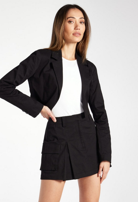 Mini Pleated Utility Skirt Black Caviar