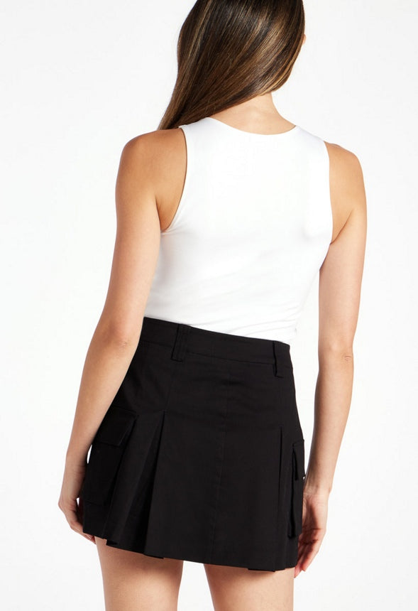 Mini Pleated Utility Skirt Black Caviar