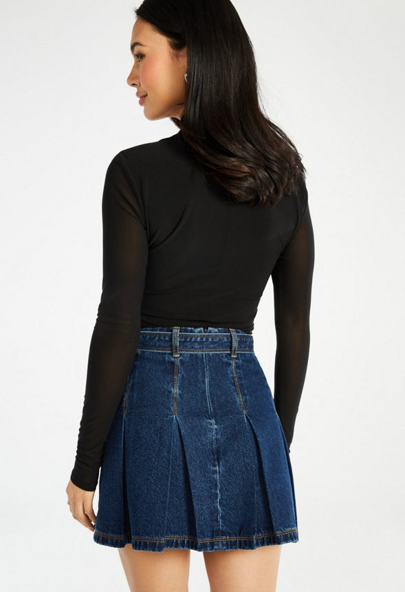 Pleated Mini Skirt Metal