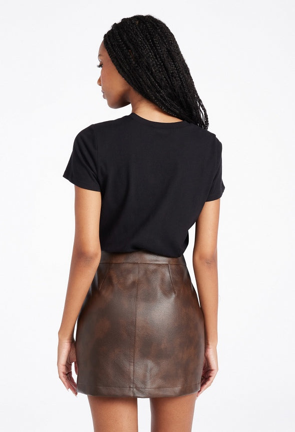 Utility Leather Skirt Two Toned Brown
