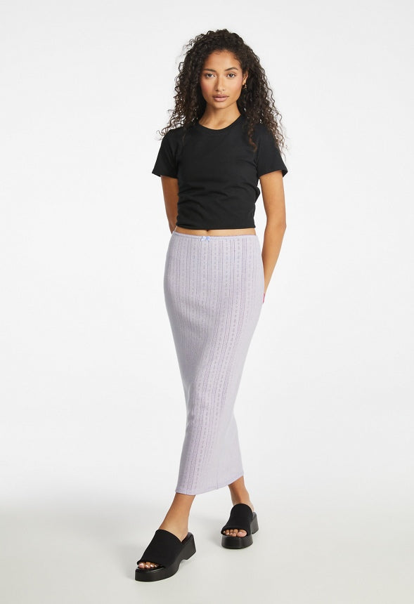 Pointelle Pencil Skirt Orchid Petal