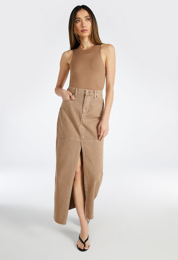 Ricki Maxi Denim Skirt Cement