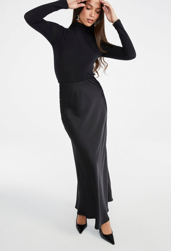Charmeuse Maxi Skirt Black Caviar