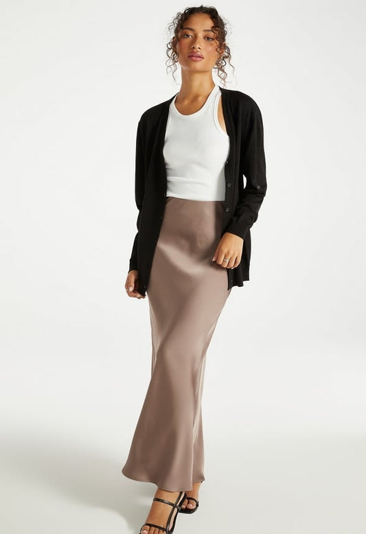 Charmeuse Maxi Skirt Brown