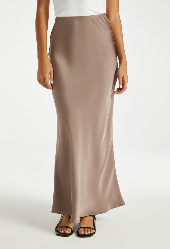 Charmeuse Maxi Skirt Brown
