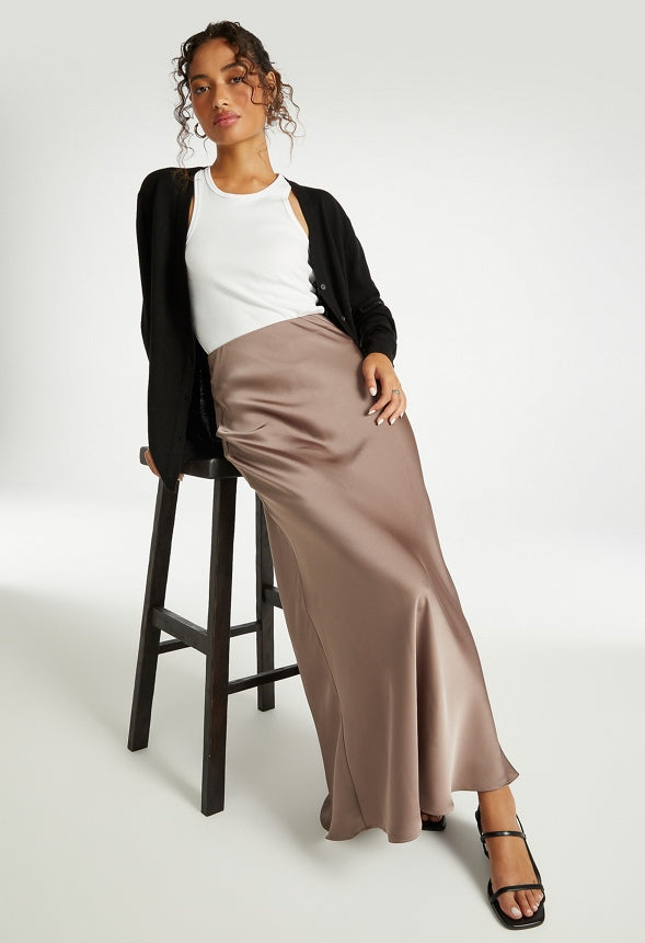 Charmeuse Maxi Skirt Brown