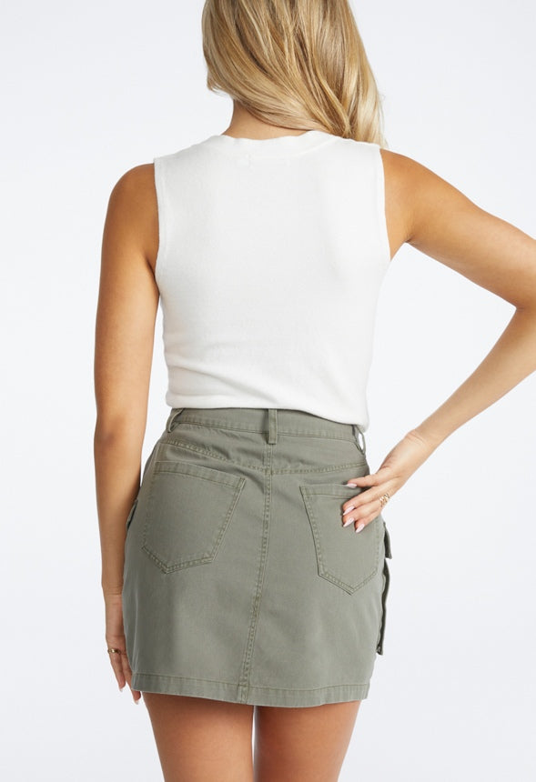 Cargo Mini Skirt Dusky Green