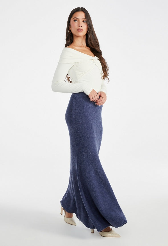 Maxi Sweater Skirt Ombre Blue