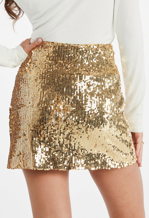 Sequin Mini Skirt Champagne