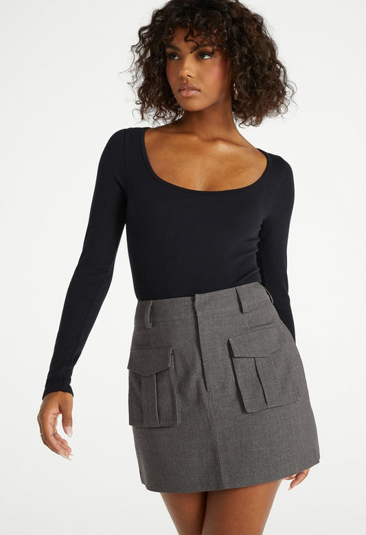 Cargo Utility Mini Skirt Medium Heather Grey