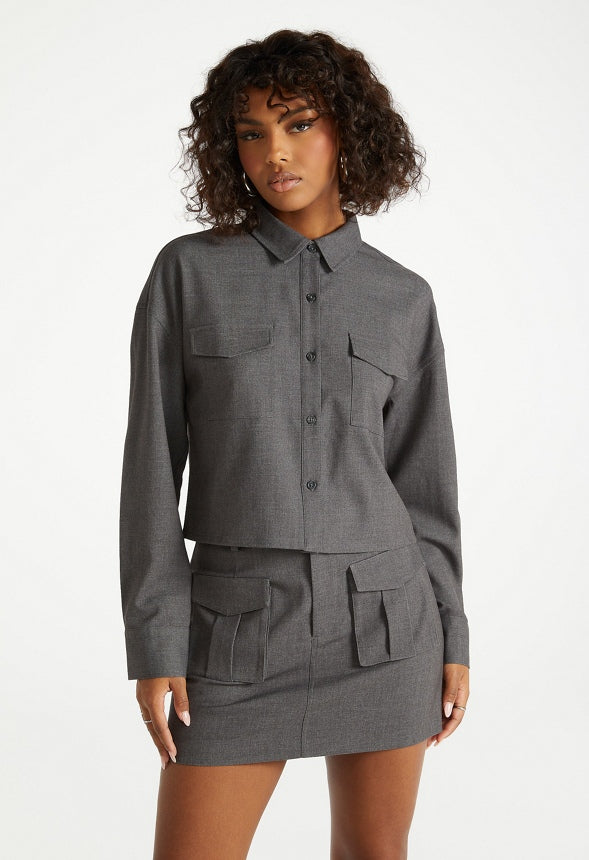 Cargo Utility Mini Skirt Medium Heather Grey
