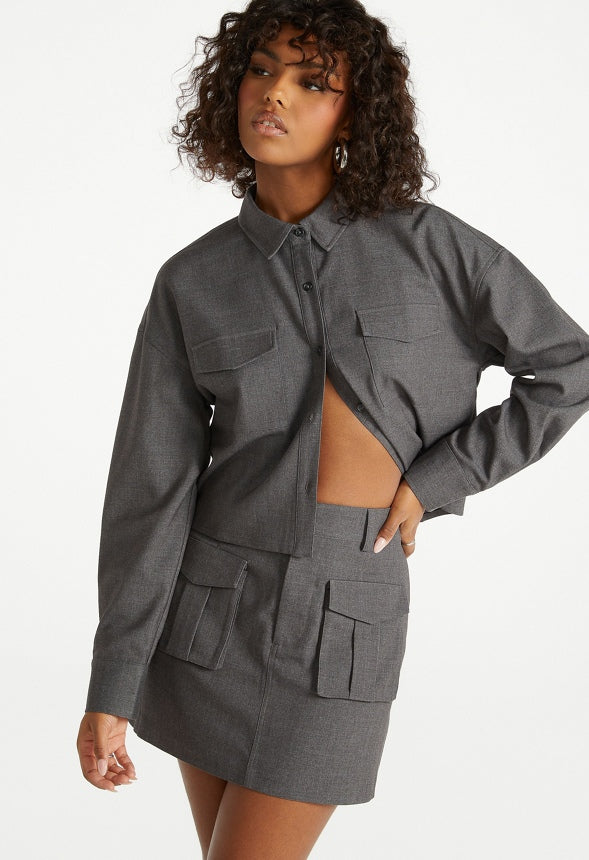 Cargo Utility Mini Skirt Medium Heather Grey