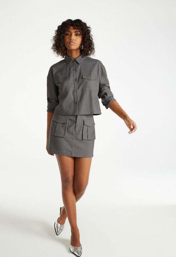 Cargo Utility Mini Skirt Medium Heather Grey
