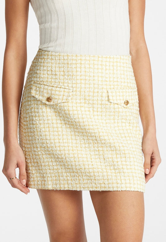 Tweed Mini Skirt Pale Banana