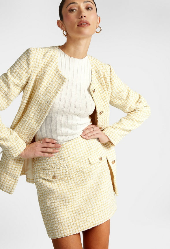 Tweed Mini Skirt Pale Banana