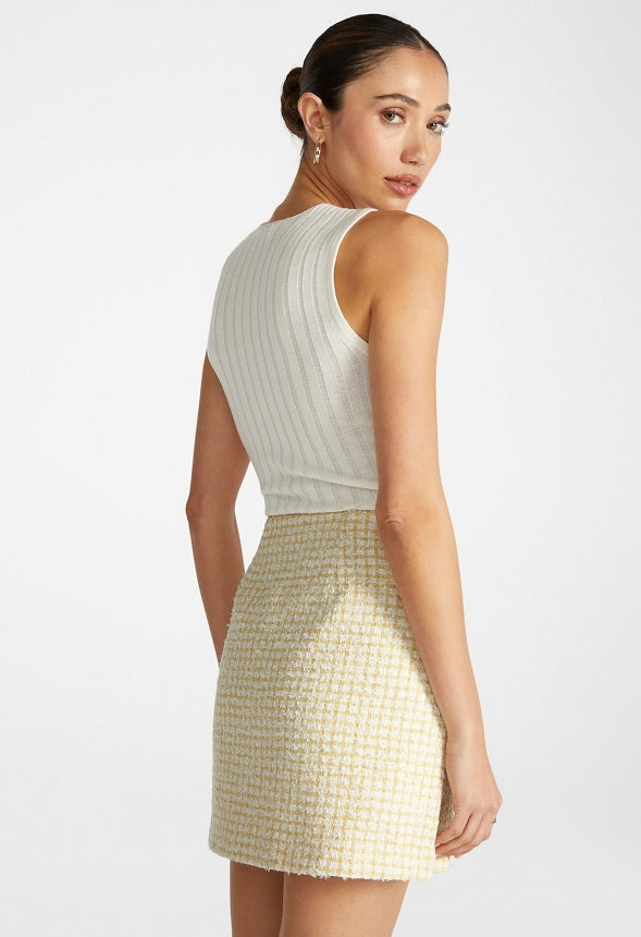 Tweed Mini Skirt Pale Banana
