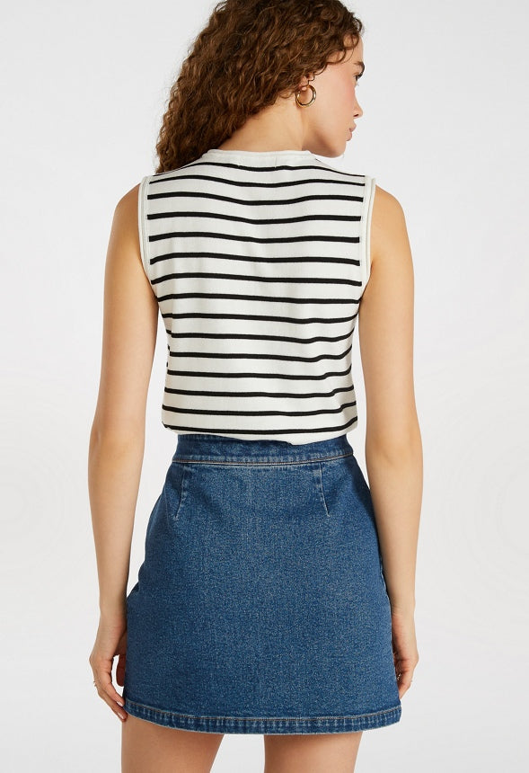 Denim Button Mini A-Line Skirt Vibes