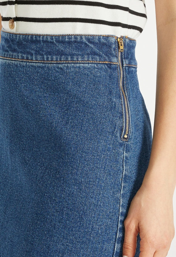 Denim Button Mini A-Line Skirt Vibes