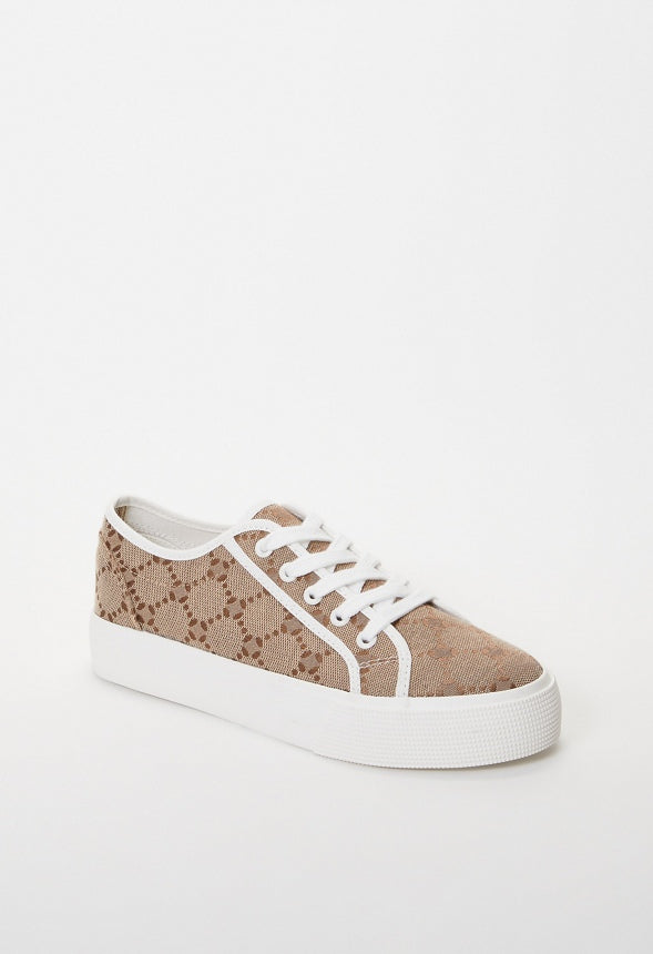 First Timer Platform Sneaker Taupe Logo